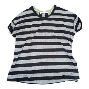 Free People Beach Black Gray Striped T-Shirt Women's Small Oversize